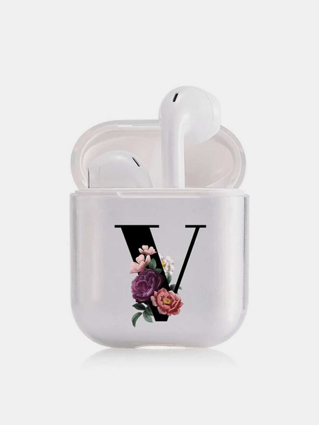 Светло-коричневый чехол для наушников Apple AirPods 1, 2, 3, Pro, пластиковый прозрачный с буквой