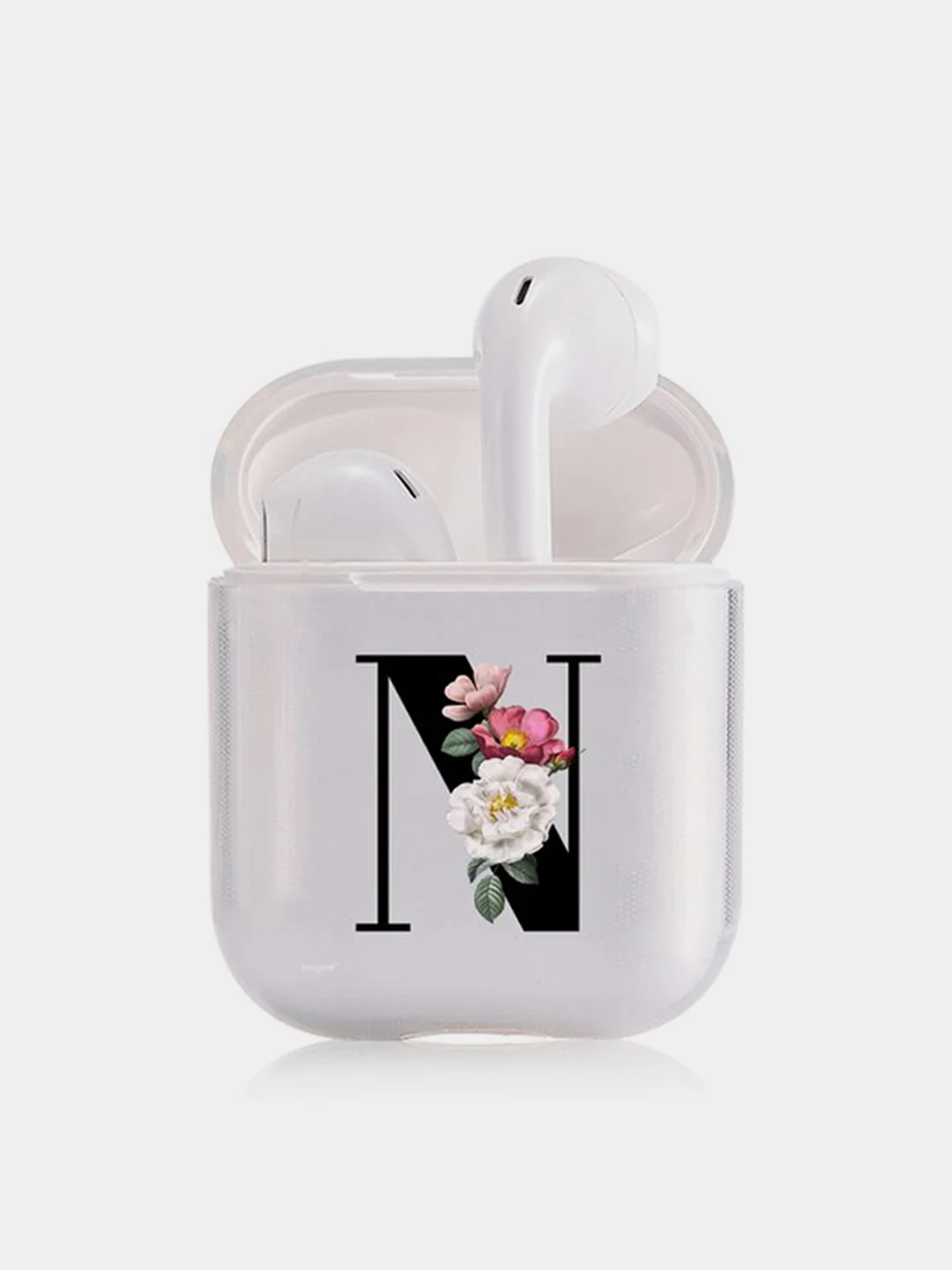 Горчичный чехол для наушников Apple AirPods 1, 2, 3, Pro, пластиковый прозрачный с буквой