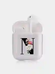 Горчичный чехол для наушников Apple AirPods 1, 2, 3, Pro, пластиковый прозрачный с буквой