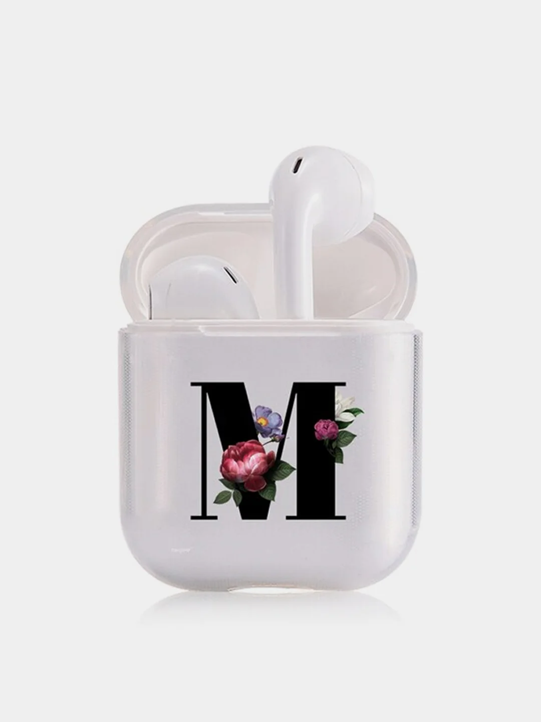 Тёмно-зелёный чехол для наушников Apple AirPods 1, 2, 3, Pro, пластиковый прозрачный с буквой