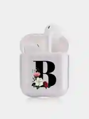 Бежевый меланж чехол для наушников Apple AirPods 1, 2, 3, Pro, пластиковый прозрачный с буквой