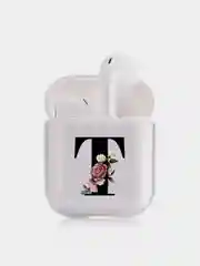 Бордовый чехол для наушников Apple AirPods 1, 2, 3, Pro, пластиковый прозрачный с буквой