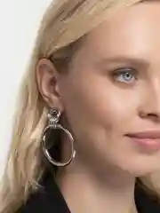 Серебряный женские круглые серьги, 2 цвета