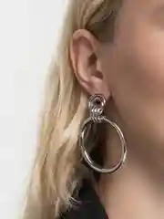 Серебряный женские круглые серьги, 2 цвета