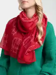 Бордовый шарф женский "Котики"