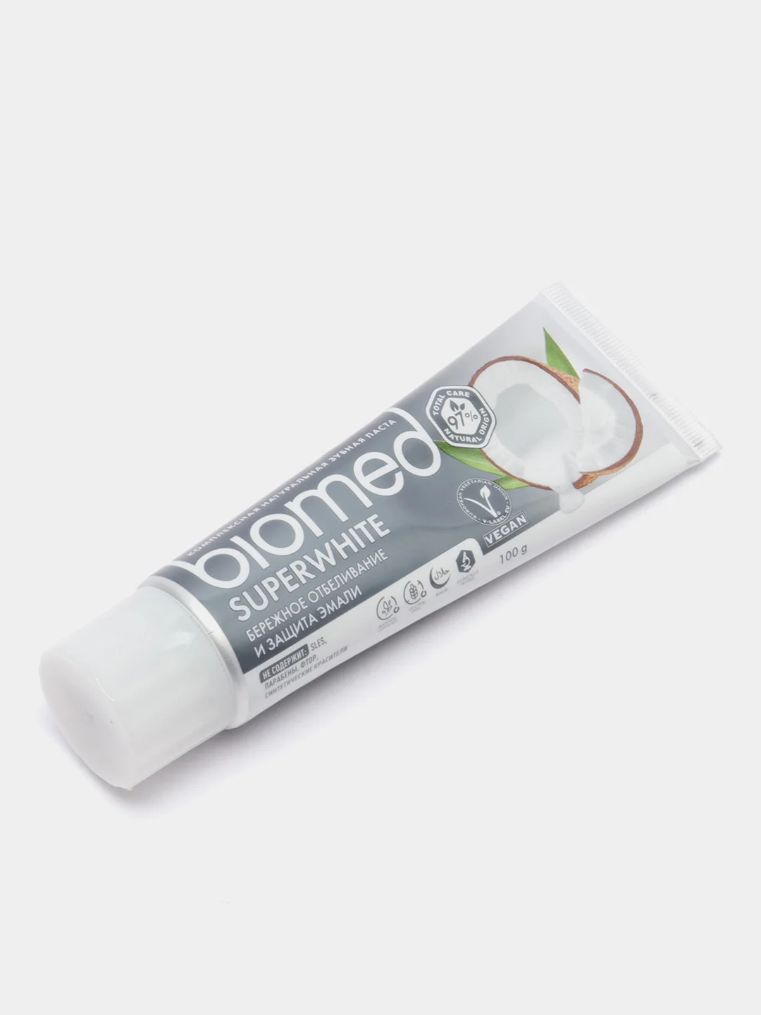 Зубная паста BIOMED Superwhite, для чувствительной эмали, отбеливающая с кокосом, 100 г