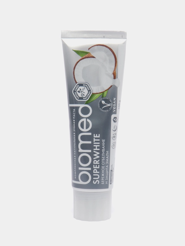 Зубная паста BIOMED Superwhite, для чувствительной эмали, отбеливающая с кокосом, 100 г