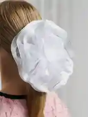 Молочный банты школьные, белые, на резинке,  на 1-е сентября
