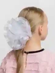 Молочный банты школьные, белые, на резинке,  на 1-е сентября