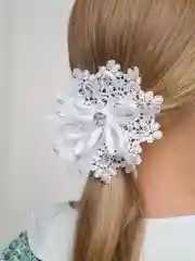 Серебряный белые бантики, на резинке, для волос, школьные
