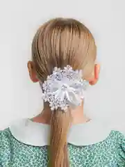 Серебряный белые бантики, на резинке, для волос, школьные