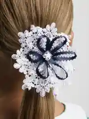 Синий белые бантики, на резинке, для волос, школьные