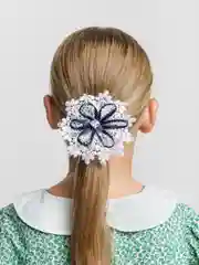 Синий белые бантики, на резинке, для волос, школьные