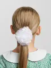 Бант белый, со стразами, 9 см