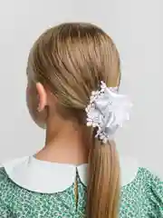Белый белые бантики, на резинке, для волос, школьные