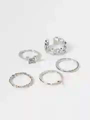 Серебряный набор из 5 колец
