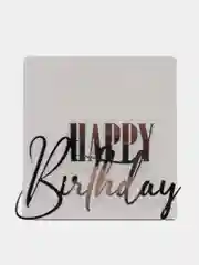 Серебряный топпер #Т10 "Happy Birthday" из акрила для украшения торта