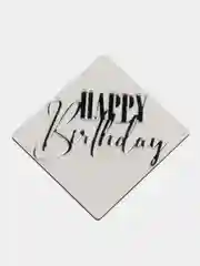 Серебряный топпер #Т10 "Happy Birthday" из акрила для украшения торта
