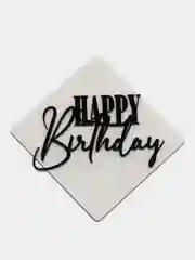 Черный топпер #Т10 "Happy Birthday" из акрила для украшения торта