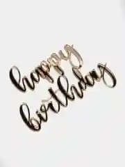 Золотой топпер #Т8 с надписью "Happy Birthday" из толстого акрила для украшения торта