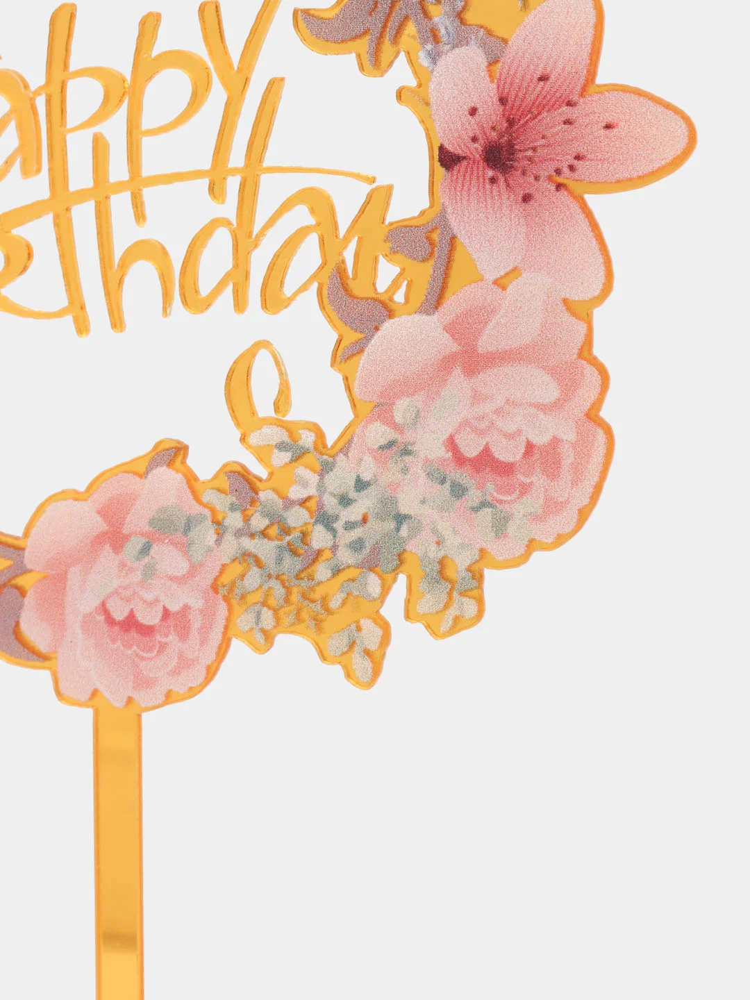 Алый топпер для украшения торта "Happy birthday", круг