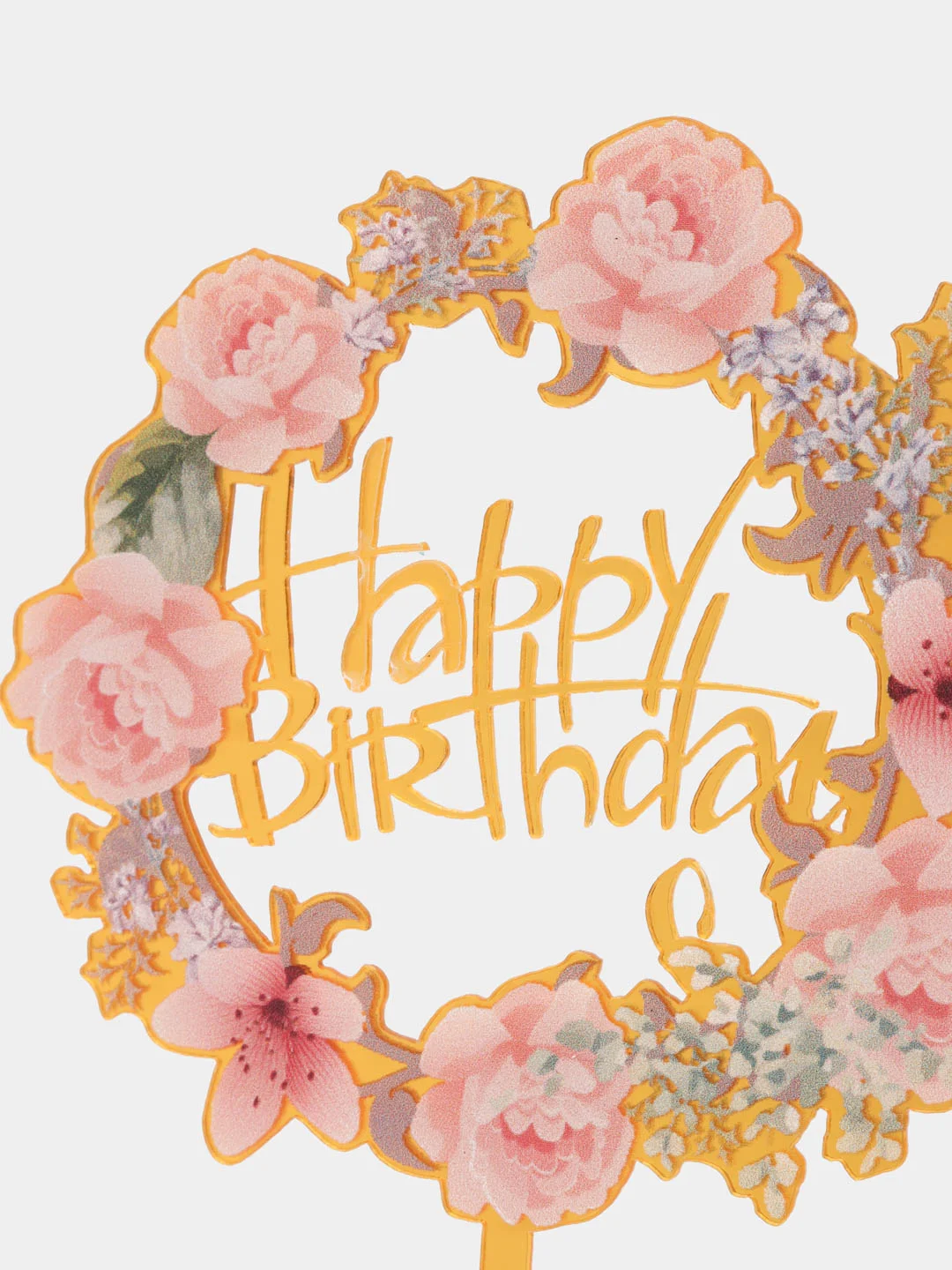 Алый топпер для украшения торта "Happy birthday", круг