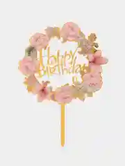 Алый топпер для украшения торта "Happy birthday", круг