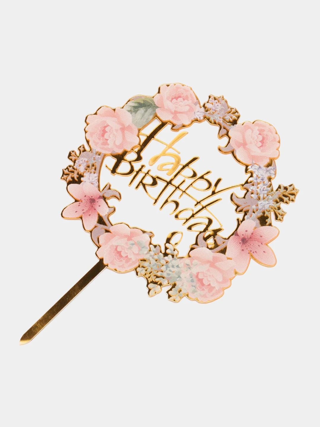 Алый топпер для украшения торта "Happy birthday", круг