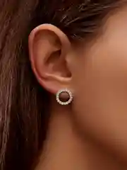 Круглые серьги-колечки со стразами, гвоздики