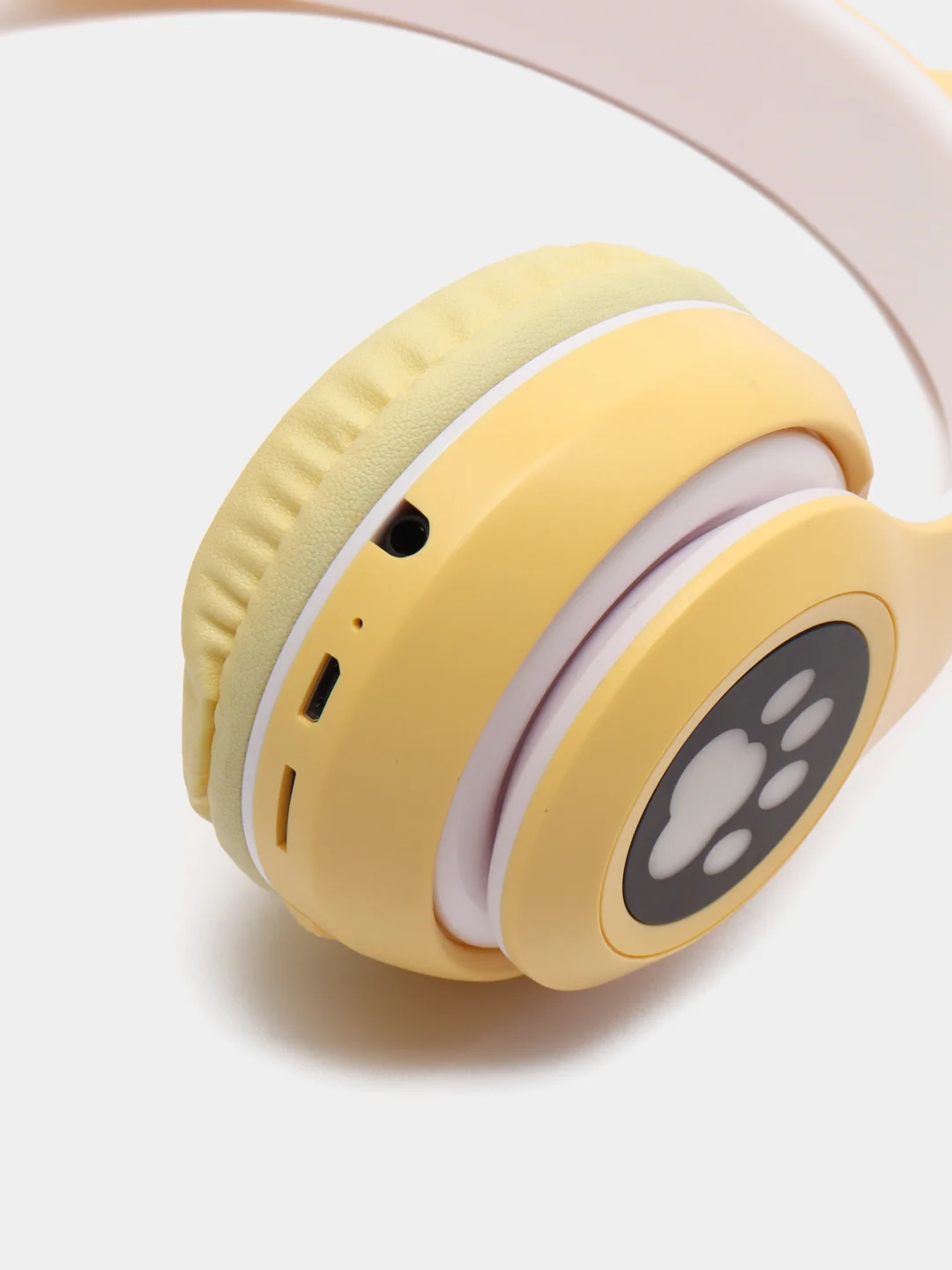 Желтый наушники беспроводные Bluetooth с кошачьими светящимися ушками