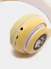 Желтый наушники беспроводные Bluetooth с кошачьими светящимися ушками