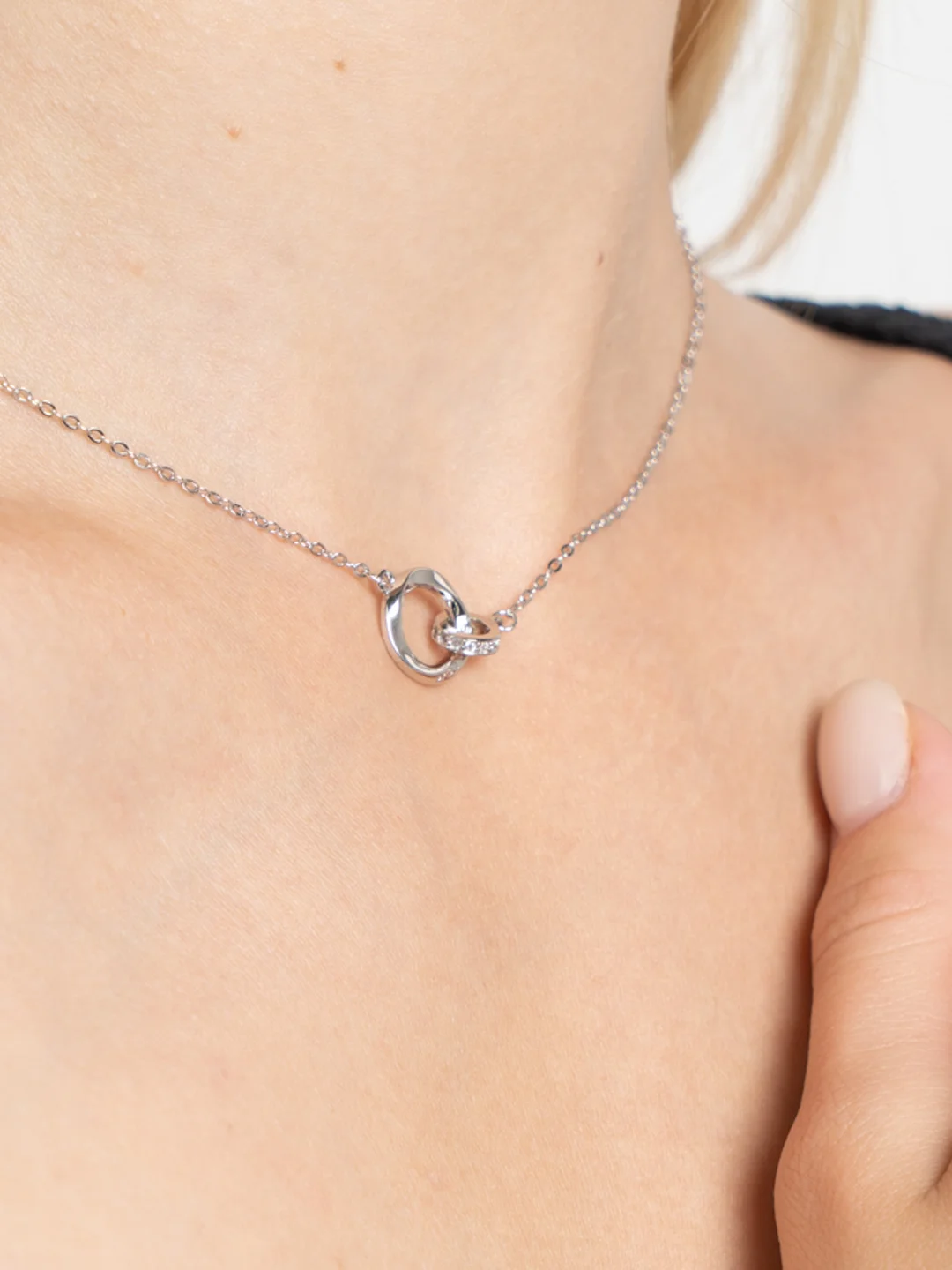 Серебряный серебряная цепочка с подвеской из двойных колец, 925 s