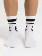 Белый носки высокие с надписью "Ok"