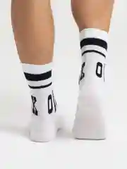 Белый носки высокие с надписью "Ok"