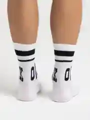 Белый носки высокие с надписью "Ok"