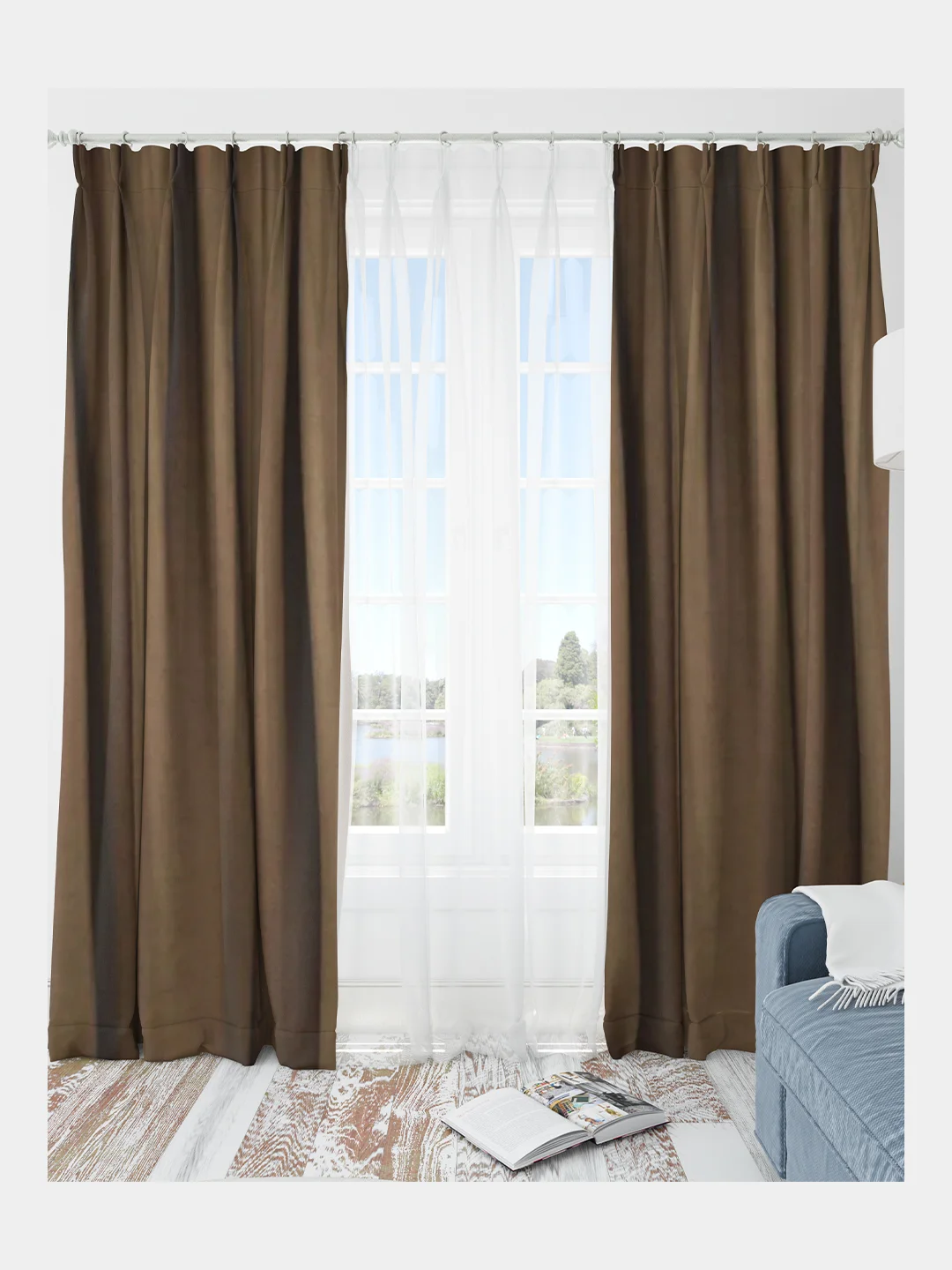 Коричневый шторы Homey канвас, два полотна, 150*270