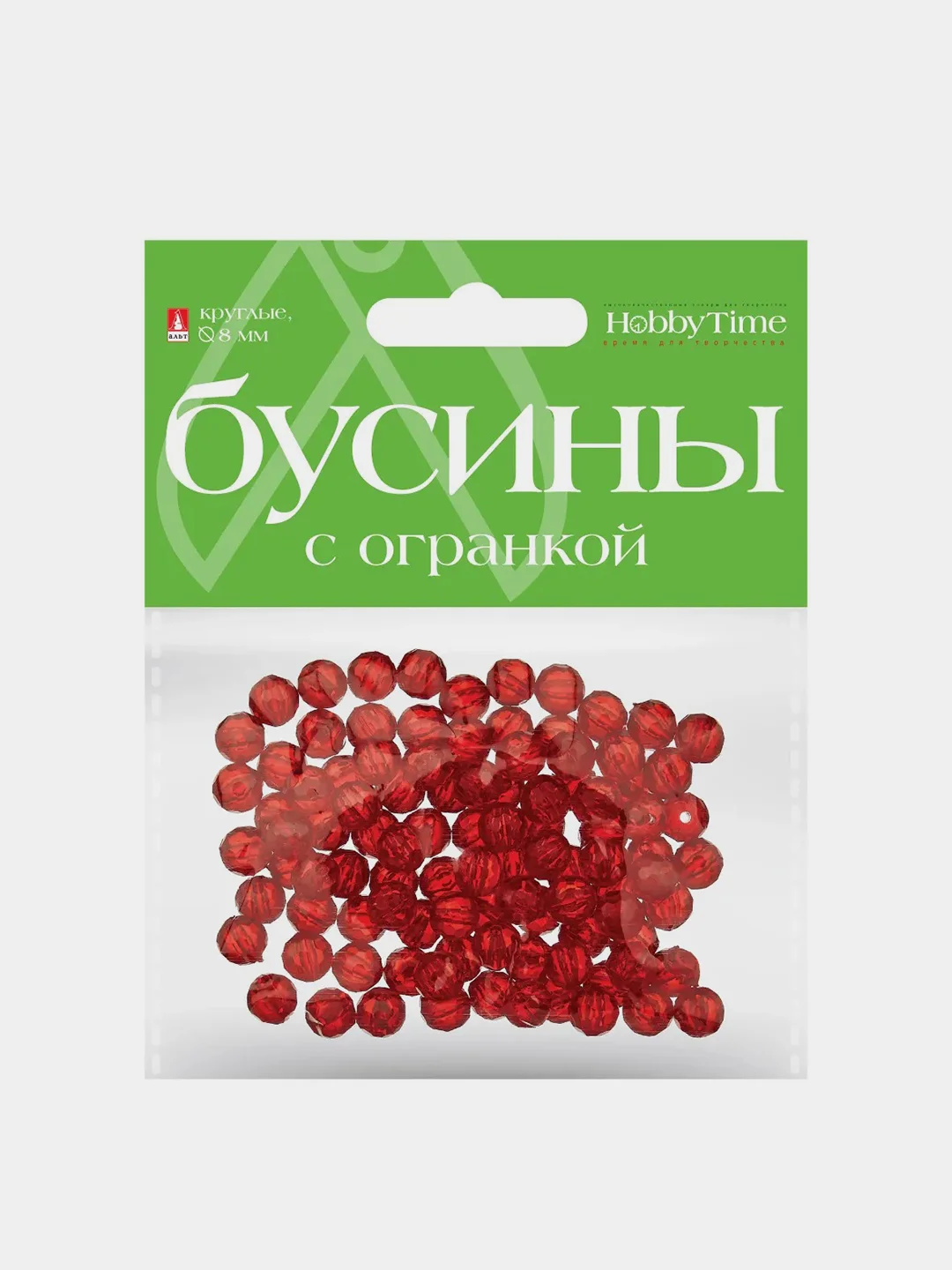 Красный бусины полупрозрачные, с огранкой