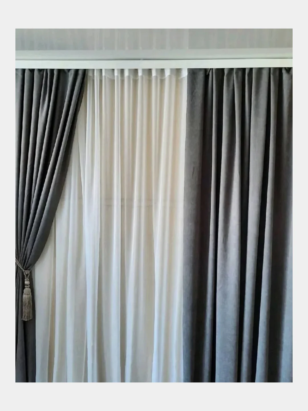Тёмно-серый шторы Homey канвас, два полотна, 150*270