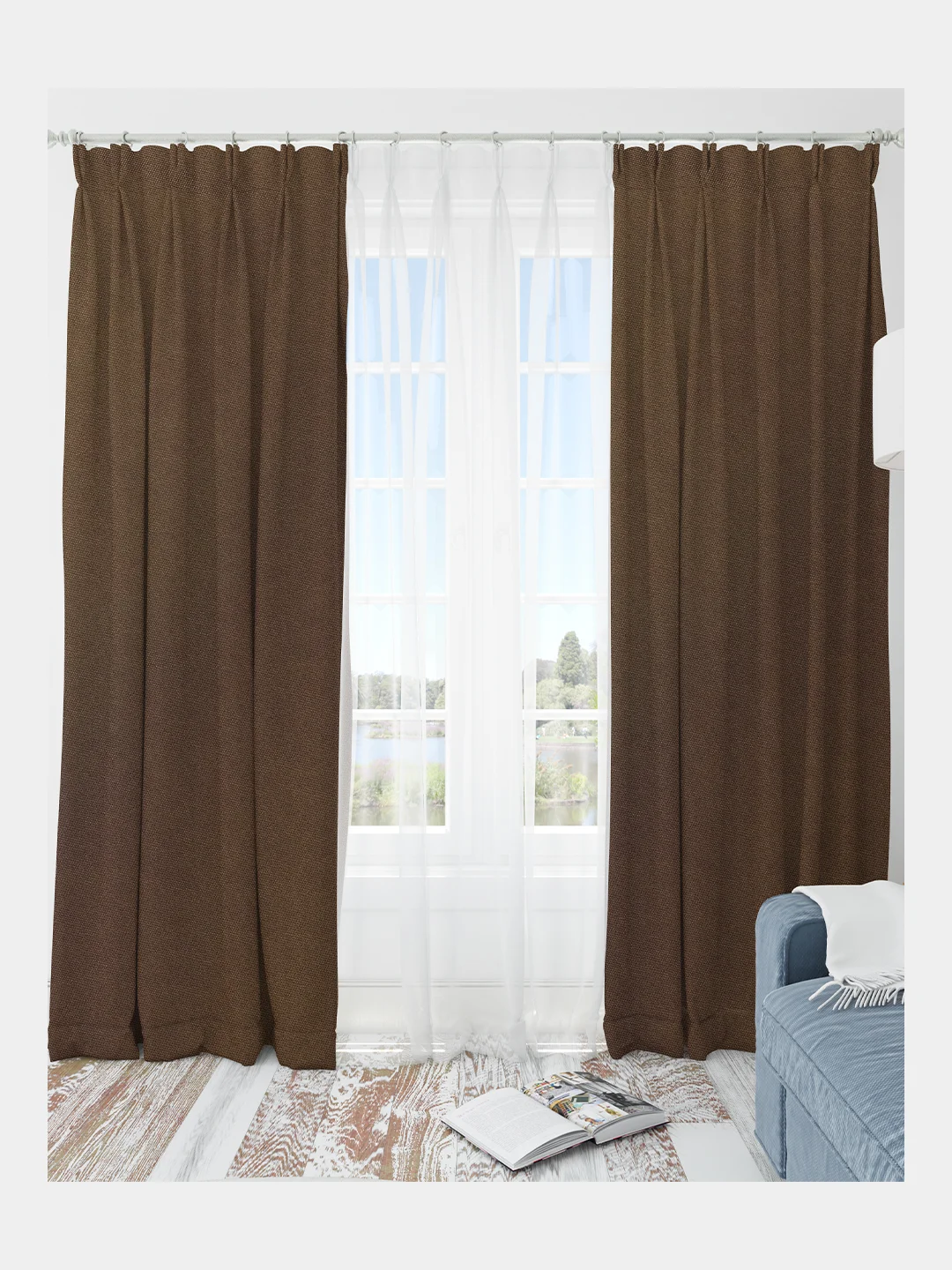 Тёмно-коричневый шторы Homey блэкаут, 150 х 270 см, 2 полотна