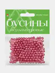 Фуксия бусины круглые, перламутровые, 6 мм