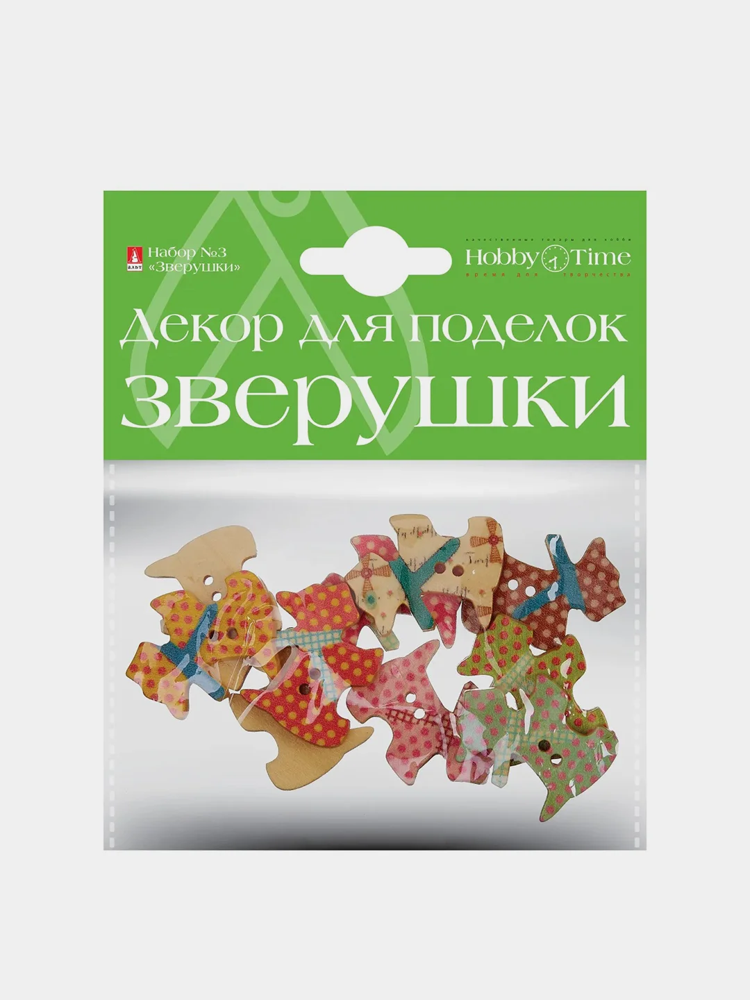 Коричневый декор из дерева "Зверушки", набор №3, крашеный