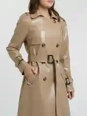 Бежевый меланж тренч женский длинный, экокожа