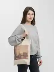 Карамельный сумка-шоппер женская "КРАСОТА", через плечо, хлопковая