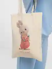 Коралловый сумка женская через плечо, пляжная сумка, шоппер "ЗАЙКИ", хлопковая