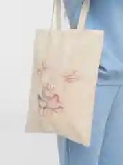 Коралловый меланж сумка женская через плечо, пляжная сумка, шоппер "ЗАЙКИ", хлопковая