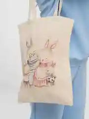 Карамельный сумка женская через плечо, пляжная сумка, шоппер "ЗАЙКИ", хлопковая