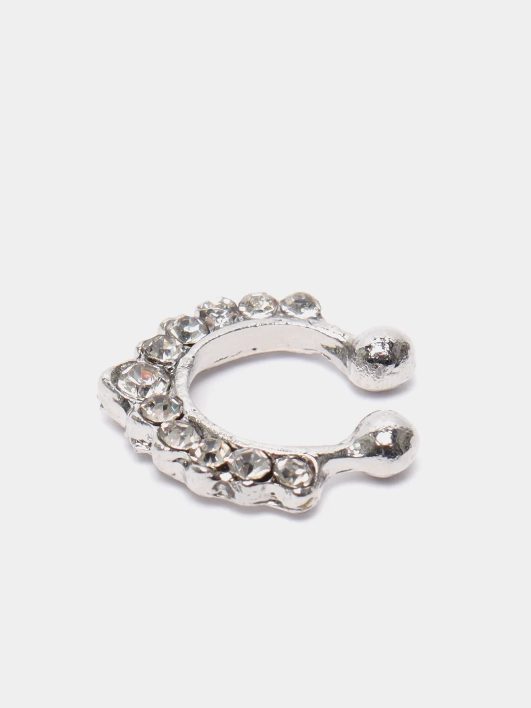 Серебряный септум, обманка  со стразами