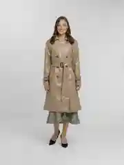 Бежевый меланж тренч женский длинный, экокожа