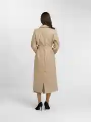 Бежевый тренч женский длинный, экокожа