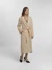 Бежевый тренч женский длинный, экокожа